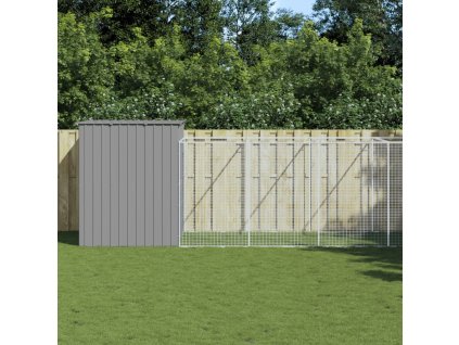 Psí bouda s výběhem 214 x 1 069 x 181 cm ocel [3189129] (Barva Světle šedá)