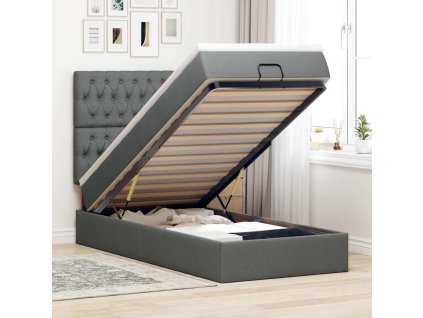 Osmanský rám postele s matrací 90x190cm textil [3314052] (Barva Tmavě šedá)