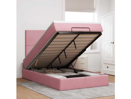 Osmanský rám postele s matracemi 120x190 cm samet [3314239] (Barva Růžová)