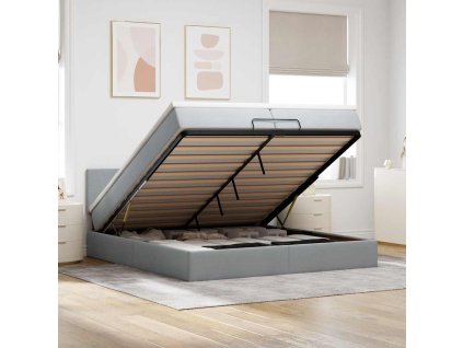 Osmanský rám postele s matrací 200x200 cm textil [3311401] (Barva Světle šedá)