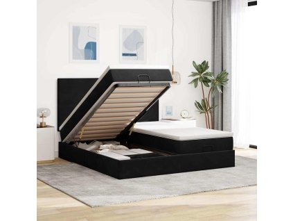 Osmanský rám postele s matracíes 160x200cm samet [3313750] (Barva Černá)