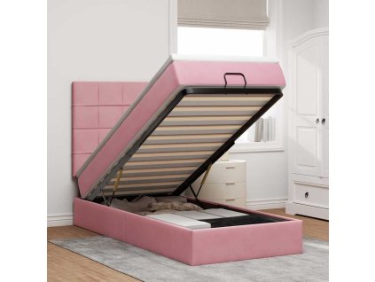 Osmanský rám postele s matracemi 80x200cm samet [3314287] (Barva Růžová)