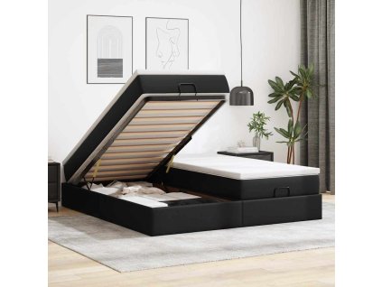 Osmanský rám postele s matrací 160x200cm umělá kůže [3311219] (Barva Černá)