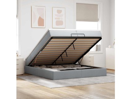 Osmanský rám postele s matrací 200x200cm textil [3311134] (Barva Světle šedá)