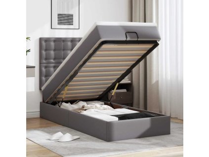 Osmanský rám postele s matrací 90x190 cm umělá kůže [3313828] (Barva Šedá)