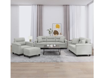 4dílná sedací souprava s polštáři tkanina z mikrovlákna [3202309] (Barva Světle šedá)