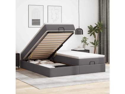 Osmanský rám postele s matrací 180x200cm umělá kůže [3311227] (Barva Šedá)
