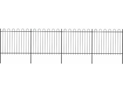 Zahradní plot s obloukem nahoře ocelový 714,5 x 150 cm [277677] (Barva Černá)