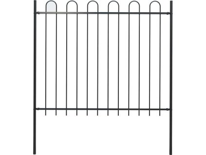 Zahradní plot s obloukem nahoře ocelový 181 x 150 cm [144932] (Barva Černá)