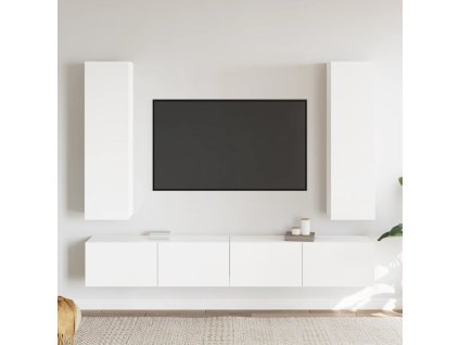 4dílný set TV skříněk dřevotříska [3078667] (Barva Bílá)