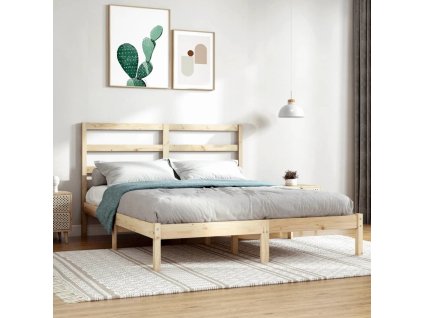 Rám postele masivní dřevo 135 x 190 cm dvojlůžko [3104908] (Barva Přírodní)