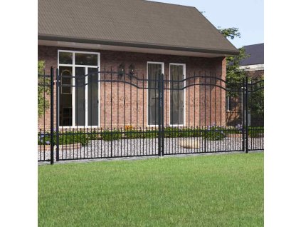 Plotová branka s kopím nahoře 406 x 150 cm, práškově lakovaná ocel [151102] (Barva Černá)