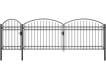 Zahradní plotová branka s obloukem ocelová 2 x 5 m [144372] (Barva Černá)