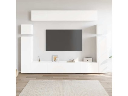 8dílný set TV skříněk dřevotříska [3078706] (Barva Bílá)