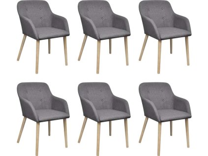 Jídelní židle 6 ks textil a masivní dubové dřevo [270573] (Barva Světle šedá)