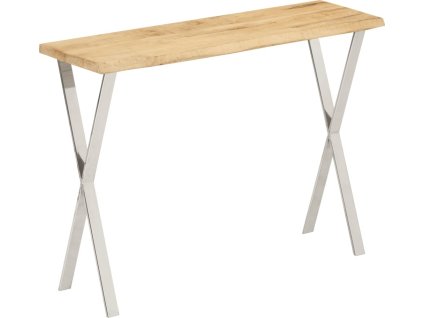 Konzolový stolek s živou hranou 105x33x76 cm masivní mangovník [372764] (Barva Stříbrná)