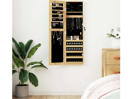 Zrcadlová šperkovnice nástěnná 30 x 8,5 x 106 cm [353216] (Barva Hnědá)