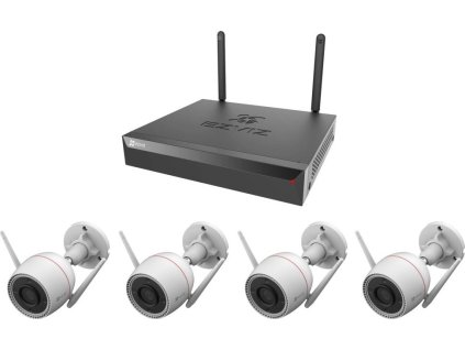 Kamerový set Ezviz H3C 2K+ Wi-Fi KIT IP venkovní, bullet, 4Mpix, 1x NVR CS-X5S-R100-8W/ 4x IP kam. H3C 2K+, HDMI/ VGA/ W [70293636]