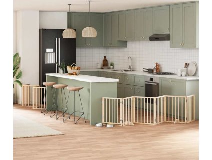 Zábrana pro psy s dvířky skládací 15 panelů 750 cm topol [3155531] (Barva Přírodní)
