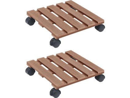 Vozíky pod květináč 2 ks 30 x 30 x 7,5 cm WPC [149034] (Barva Šedá)