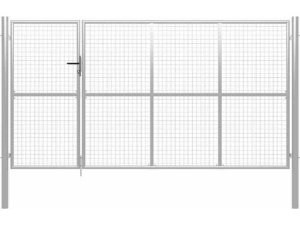 Zahradní plotová brána ocel 350 x 150 cm [144343] (Barva Stříbrná)