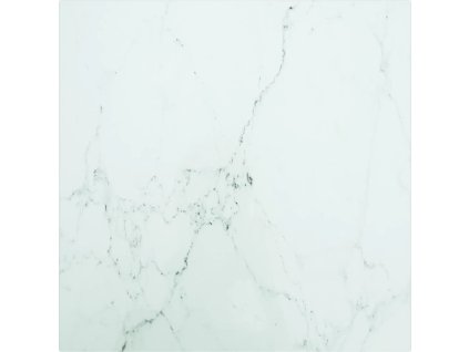 Stolní deska 40 x 40 cm 6 mm tvrzené sklo mramorový design [322253] (Barva Bílá)