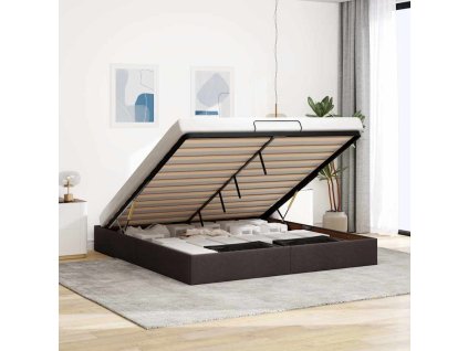 Osmanský rám postele bez matrací 200x200 cm textil [3310906] (Barva Tmavě hnědá)