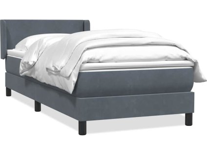 Box spring postel s matrací 90x220 cm samet [3317974] (Barva Tmavě šedá)