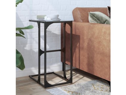 Odkládací stolek s m sklem 40 x 30 x 61,5 cm ocel [846037] (Barva Černá)