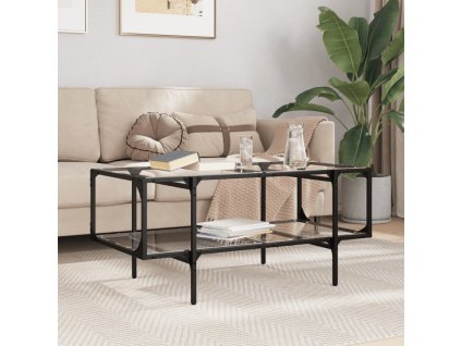 Konferenční stolek skleněná deska 98,5 x 50 x 45 cm ocel [846042] (Barva Transparentní)