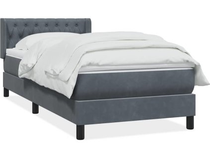 Box spring postel s matrací 90x220 cm samet [3318394] (Barva Tmavě šedá)