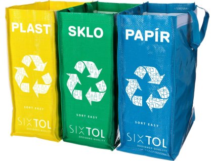Sada Sixtol tašky na tříděný odpad Sort Easy 3 Slim, 18 x 30 x 40 cm, 3 x 22 l, 3 ks [7025572]