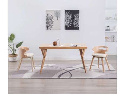 Jídelní židle 2 ks černé ohýbané dřevo a umělá kůže [283108] (Barva krémová a světle hnědá)