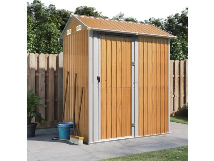 Zahradní kůlna 192 x 152,5 x 237 cm pozinkovaná ocel [364533] (Barva Světle hnědá)