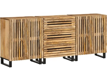 Příborníky 3 ks 60x34x75 cm masivní hrubé mangovníkové dřevo [3217079] (Barva Hnědá)