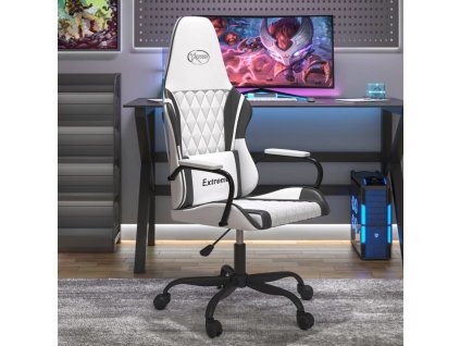 Masážní herní židle umělá kůže [345543] (Barva Bílá a černá)