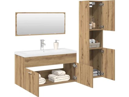 4dílná koupelnová sestava kompozitní dřevo [3328916] (Barva dub artisan)