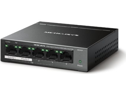 Switch TP-Link Mercusys MS105GP 1x GLAN, 4x GLAN s PoE+, 65W [52453532]