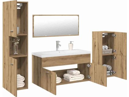 5dílná koupelnová sestava kompozitní dřevo [3328914] (Barva dub artisan)