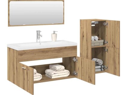 4dílná koupelnová sestava kompozitní dřevo [3328918] (Barva dub artisan)
