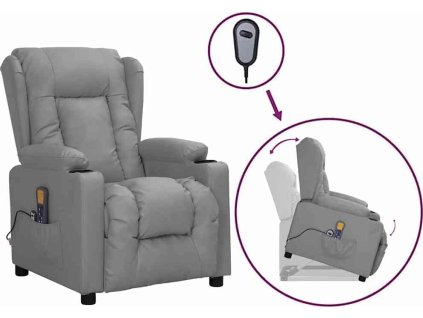 Zvedací masážní křeslo umělá kůže [3093456] (Barva vínová červená)