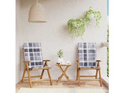 Polohovací zahradní židle s poduškami 2 ks masivní teak [3196439] (Barva Červená)