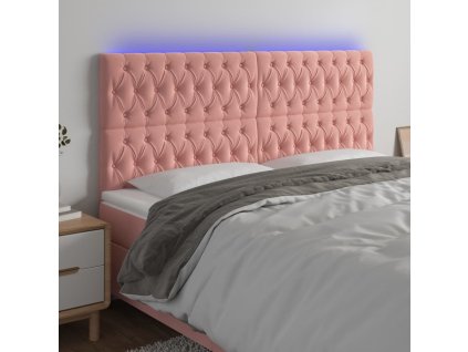 Čelo postele s LED 180x7x118/128 cm samet [3122825] (Barva Růžová)