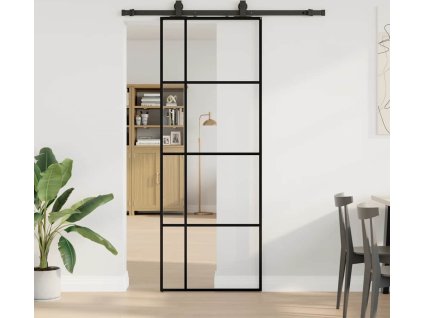 Posuvné dveře se sadou kování 76x205 cm ESG Glass [3375910] (Barva Černá)