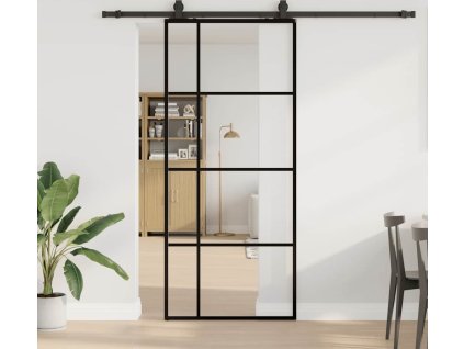 Posuvné dveře se sadou kování 90x205 cm ESG Glass [3375950] (Barva Černá)