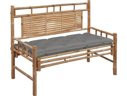 Zahradní lavice s poduškou 120 cm bambus [3063892] (Barva Šedá)