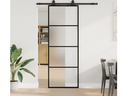 Posuvné dveře se sadou kování 76x205 cm ESG Glass [3375907] (Barva Černá)