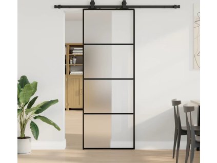 Posuvné dveře se sadou kování 76x205 cm ESG Glass [3375797] (Barva Černá)