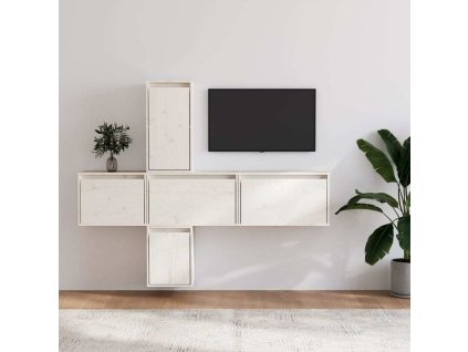 TV skříňky 5 ks masivní borové dřevo [3100205] (Barva Bílá)