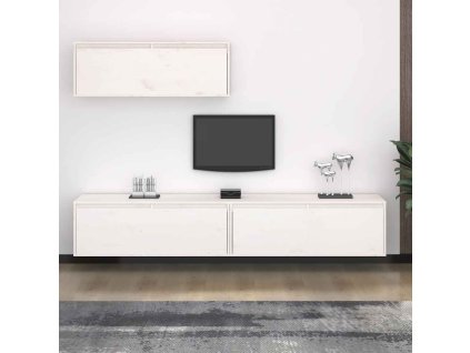 TV skříňky 3 ks masivní borové dřevo [3100143] (Barva Černá)